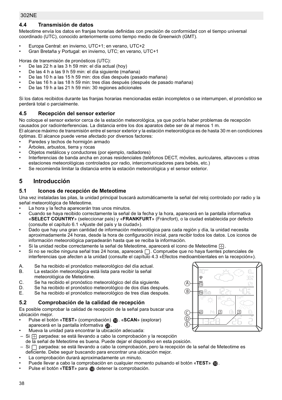 5introducción | National Geographic Weather Forecast 302 NE User Manual | Page 38 / 128