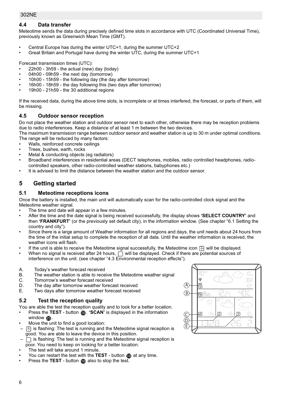 5getting started | National Geographic Weather Forecast 302 NE User Manual | Page 6 / 128