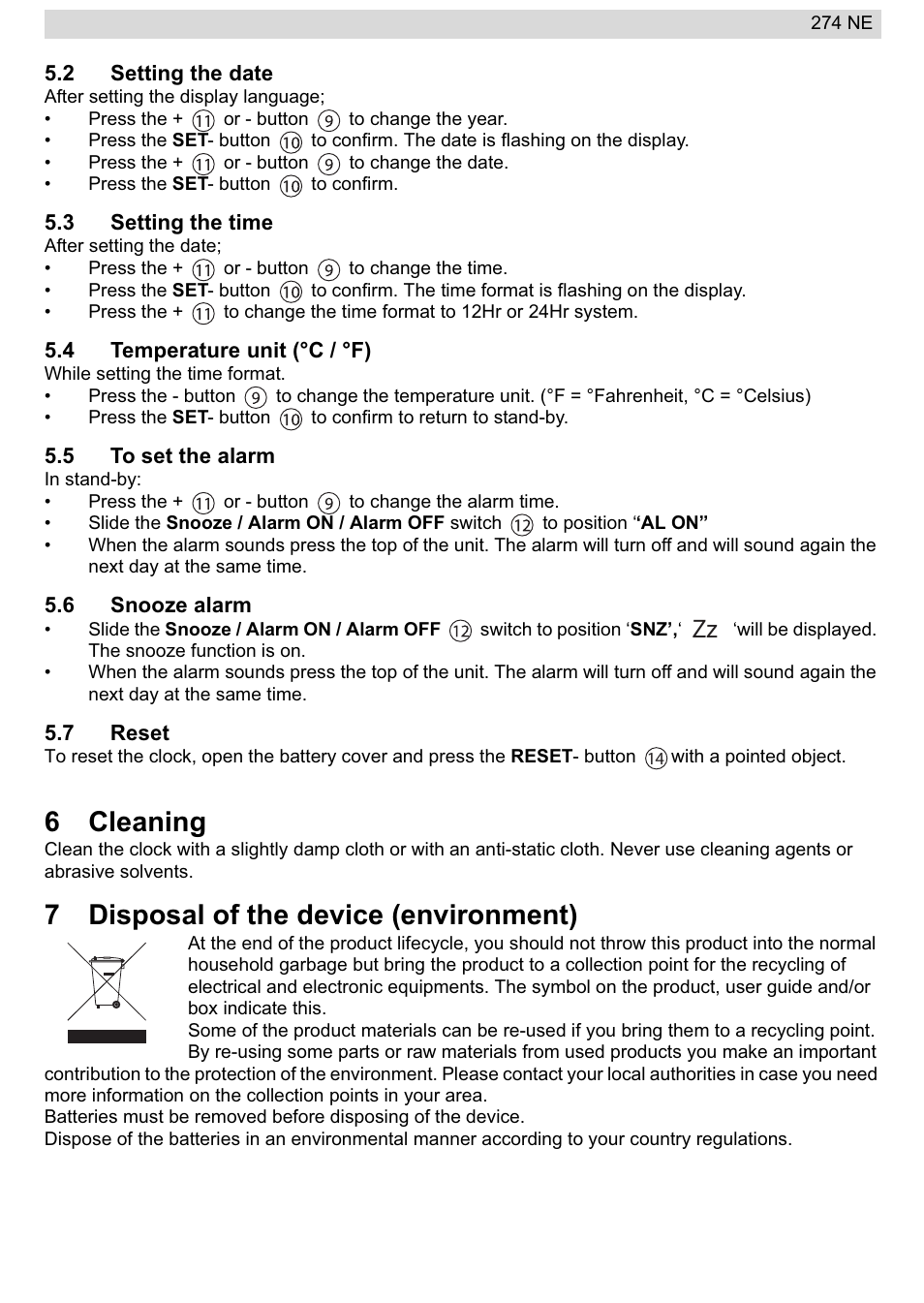 6cleaning, 7disposal of the device (environment) | National Geographic 274NE User Manual | Page 5 / 64