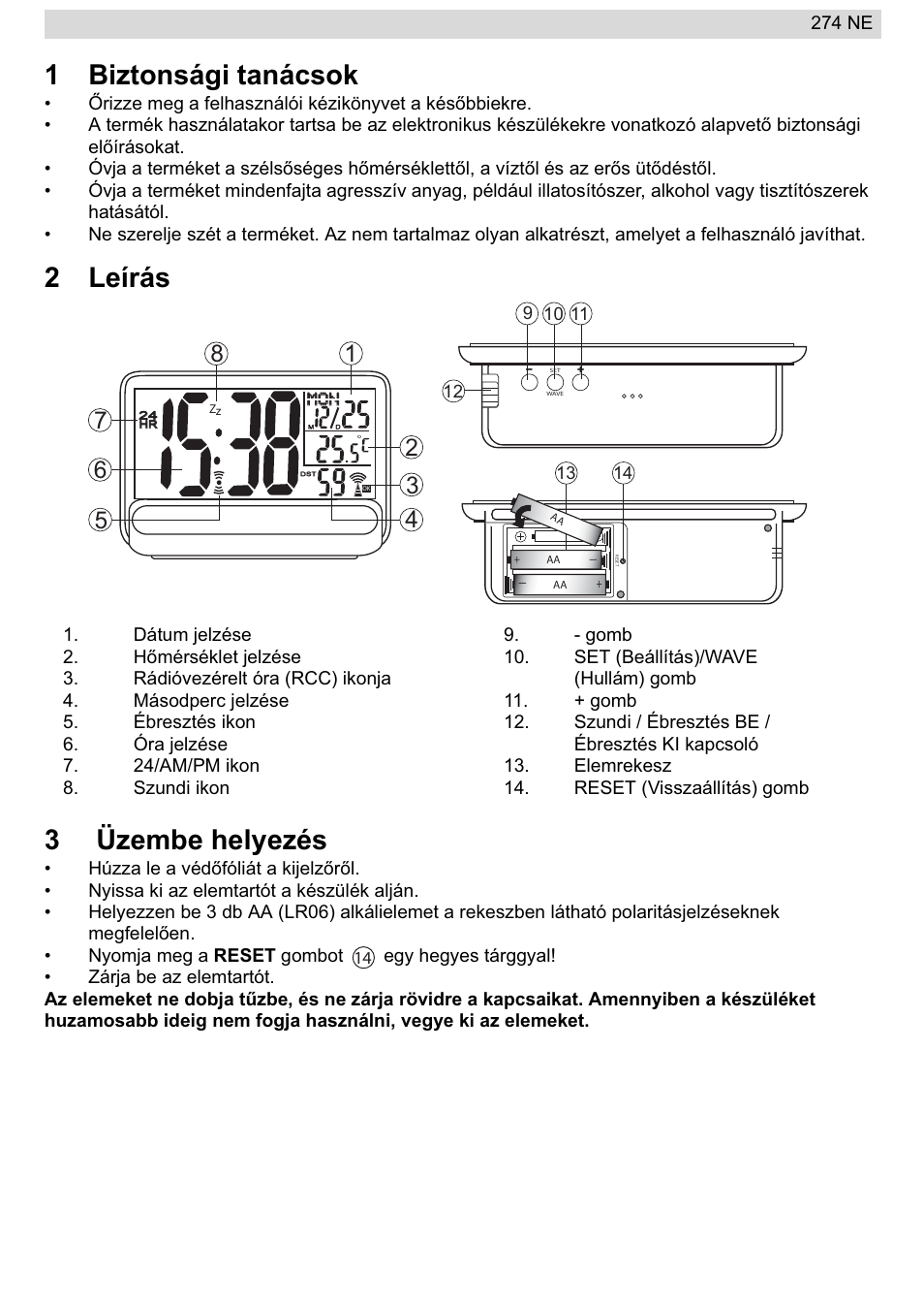 1biztonsági tanácsok, 2leírás 3 üzembe helyezés | National Geographic 274NE User Manual | Page 51 / 64