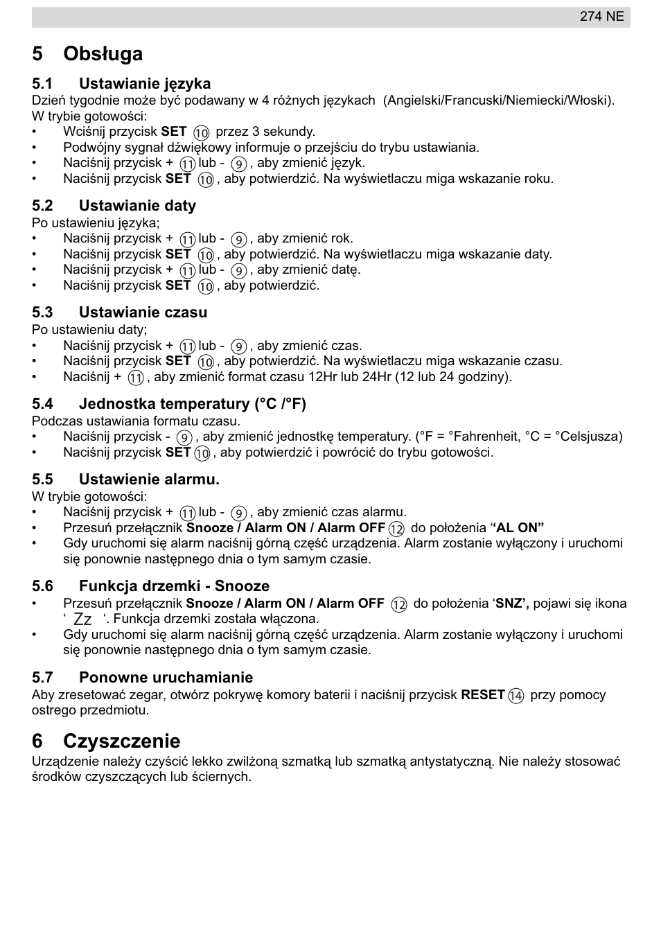 5obsáuga, 6czyszczenie | National Geographic 274NE User Manual | Page 57 / 64