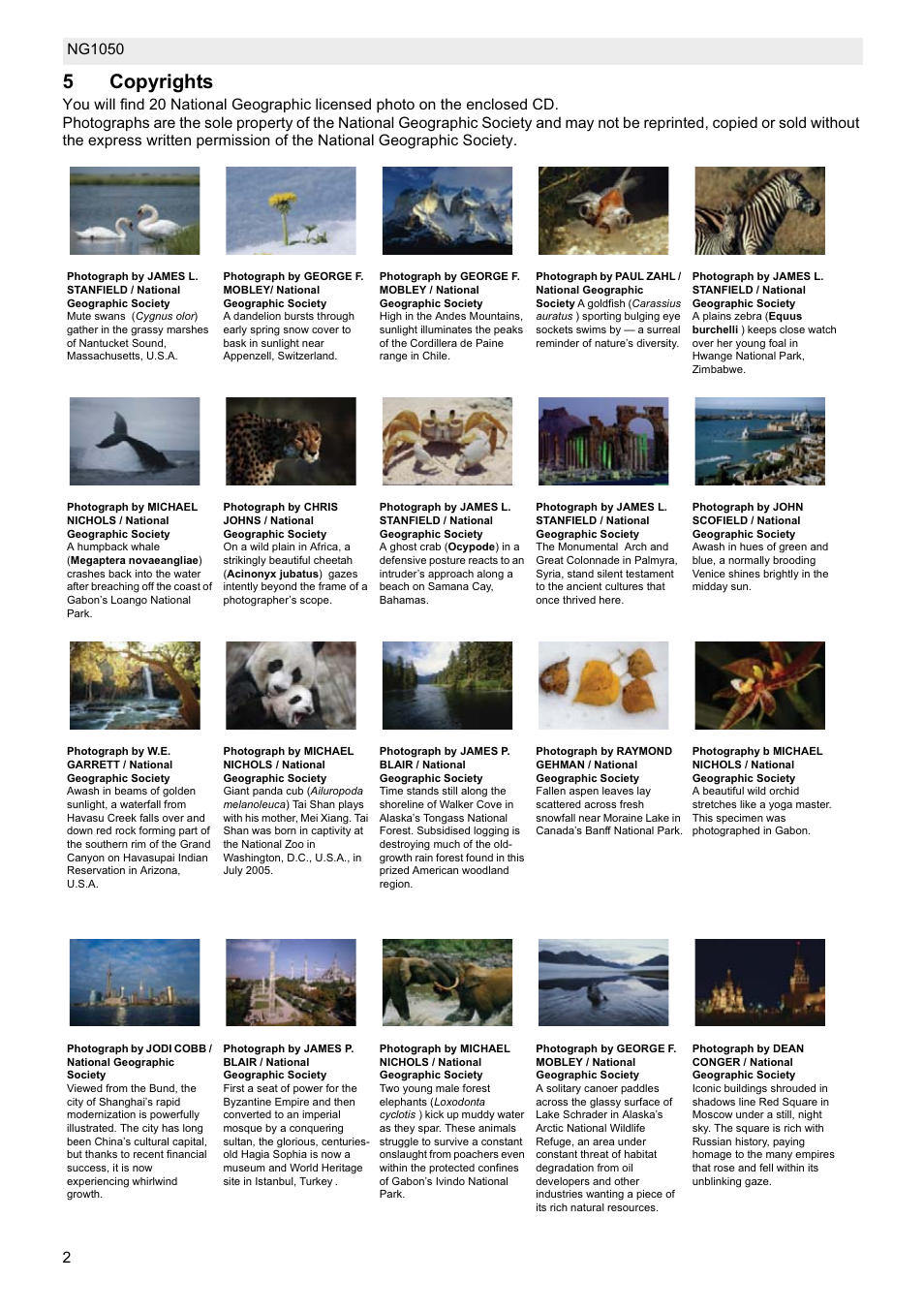 5copyrights | National Geographic NG1050 User Manual | Page 2 / 8