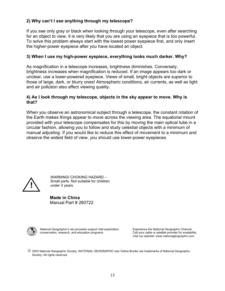 National Geographic NG90EQ User Manual | Page 15 / 15