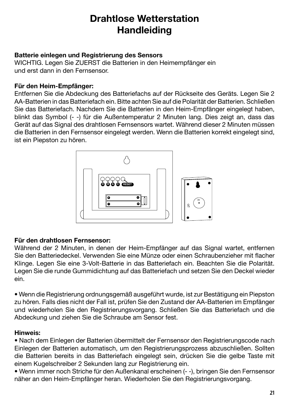 Drahtlose wetterstation handleiding | National Geographic IN103TOP User Manual | Page 21 / 58