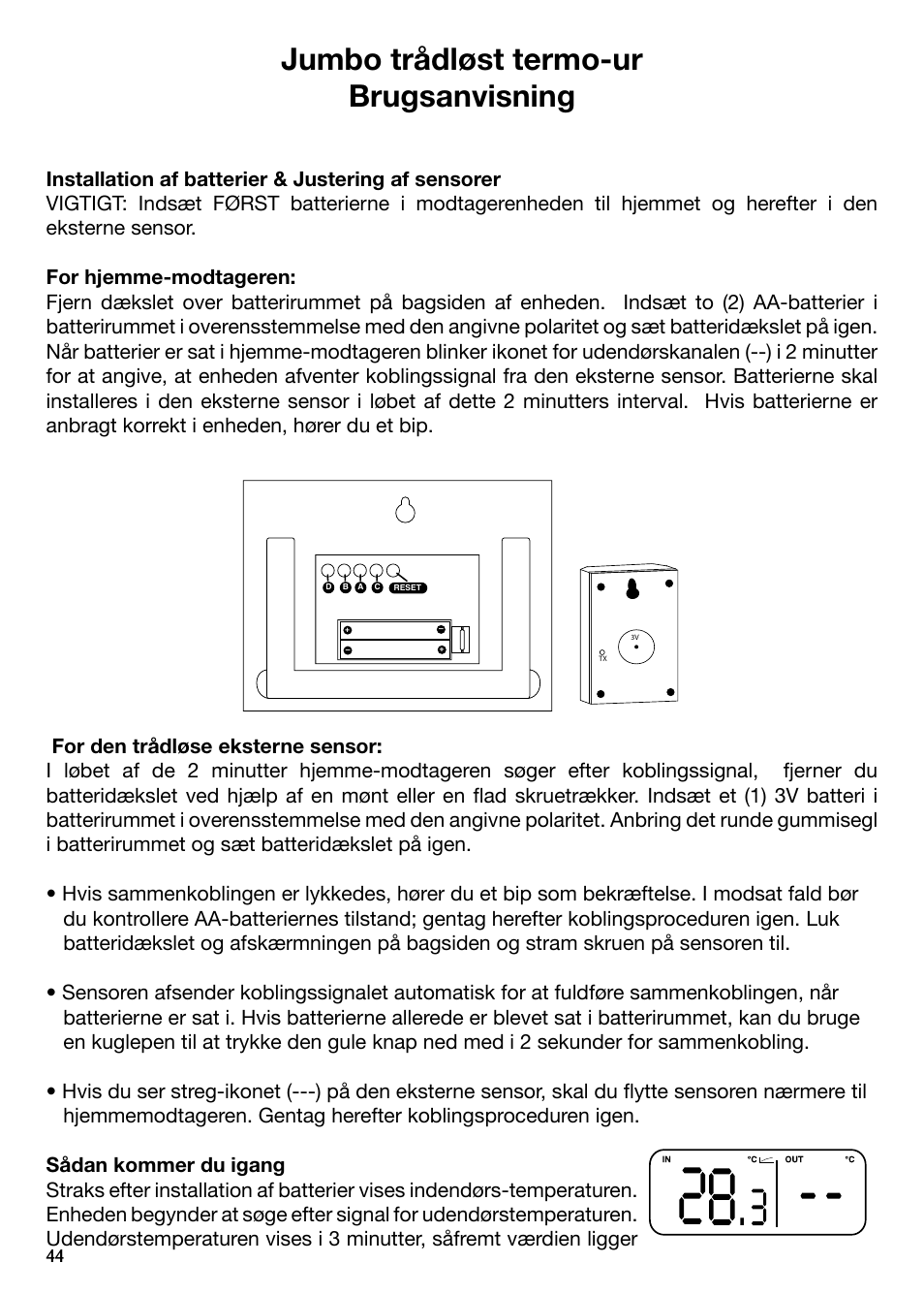 Jumbo trådløst termo-ur brugsanvisning | National Geographic IN103TOP User Manual | Page 44 / 58