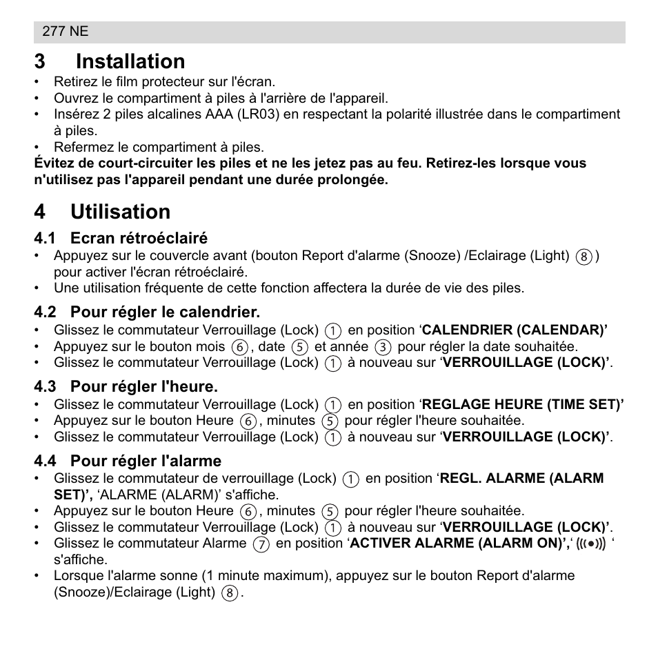 3installation, 4utilisation | National Geographic 277 NE User Manual | Page 12 / 64