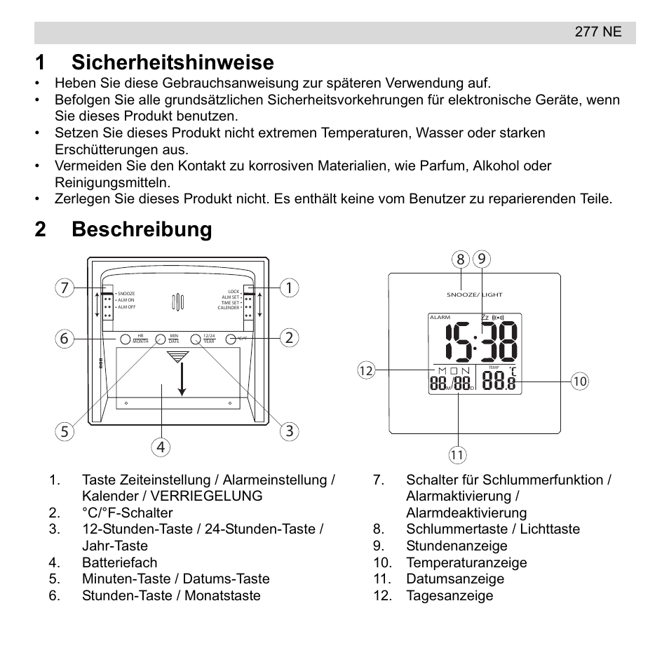 1sicherheitshinweise, 2beschreibung | National Geographic 277 NE User Manual | Page 15 / 64