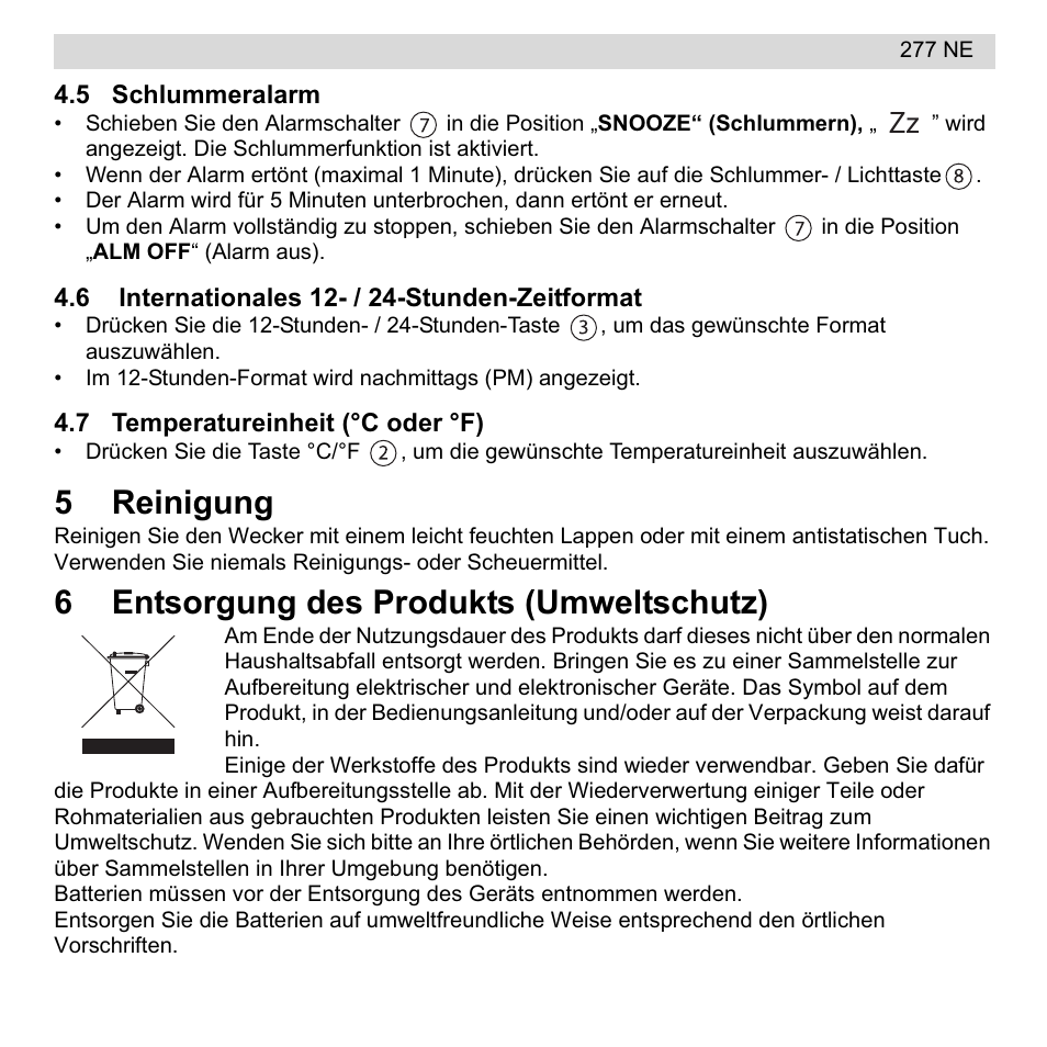 5reinigung, 6entsorgung des produkts (umweltschutz) | National Geographic 277 NE User Manual | Page 17 / 64