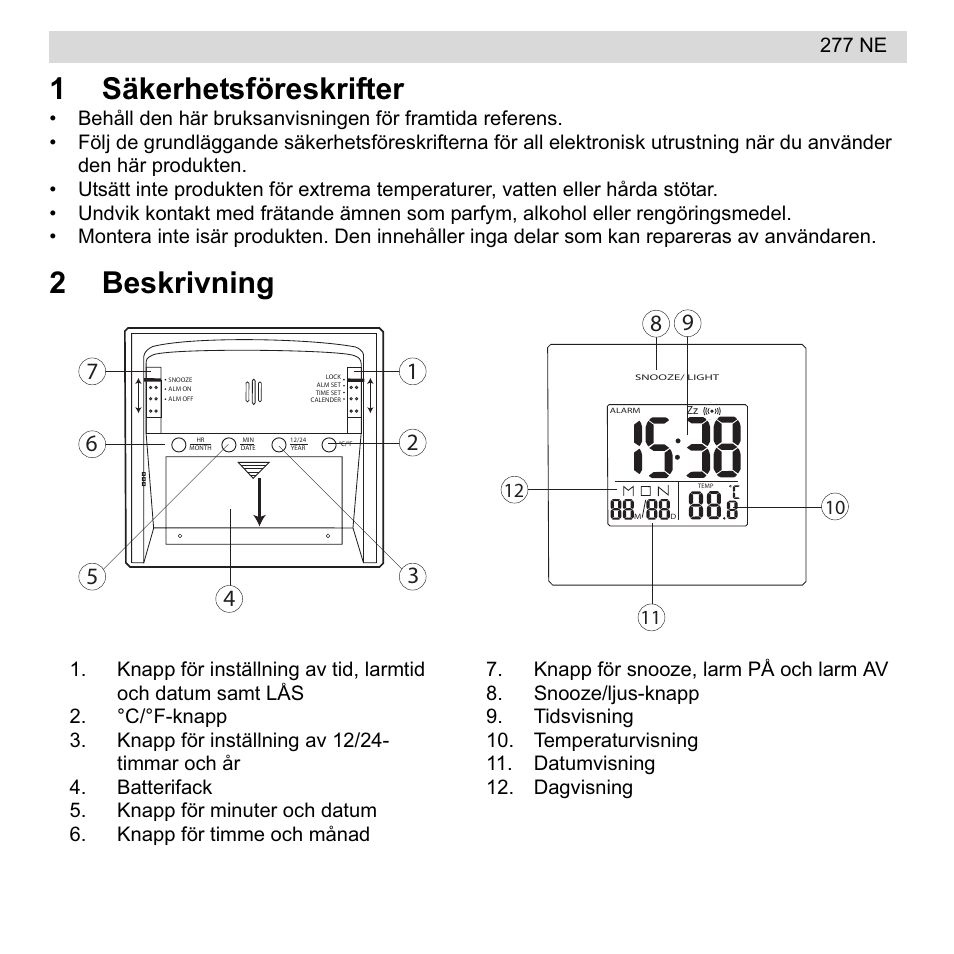 1säkerhetsföreskrifter, 2beskrivning | National Geographic 277 NE User Manual | Page 23 / 64