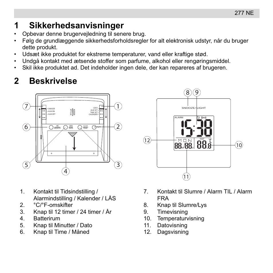 1sikkerhedsanvisninger, 2beskrivelse | National Geographic 277 NE User Manual | Page 27 / 64