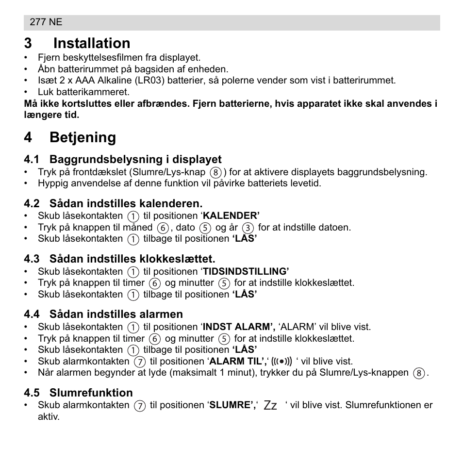 3installation, 4betjening | National Geographic 277 NE User Manual | Page 28 / 64