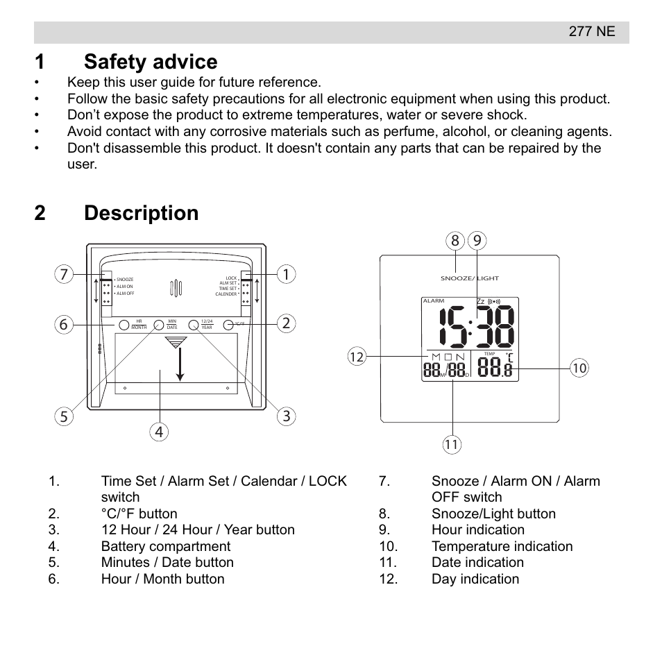 1safety advice, 2description | National Geographic 277 NE User Manual | Page 3 / 64