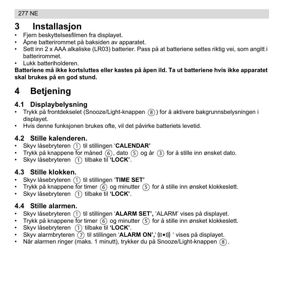 3installasjon, 4betjening | National Geographic 277 NE User Manual | Page 32 / 64