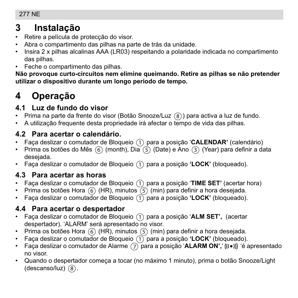 3instalação, 4operação | National Geographic 277 NE User Manual | Page 40 / 64