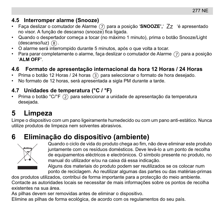 5limpeza, 6eliminação do dispositivo (ambiente) | National Geographic 277 NE User Manual | Page 41 / 64