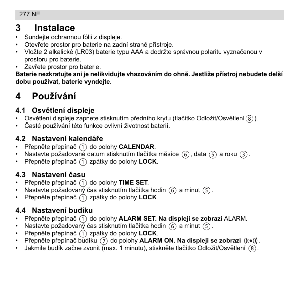 3instalace, 4používání | National Geographic 277 NE User Manual | Page 44 / 64