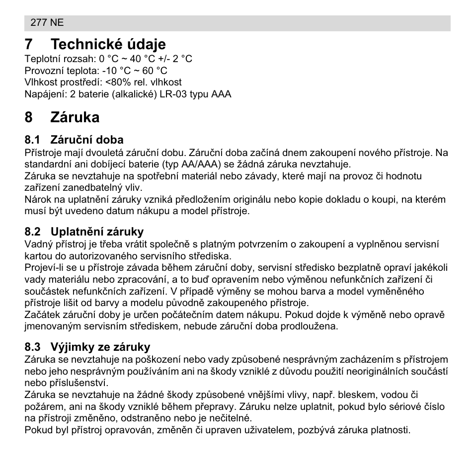 7technické údaje, 8záruka | National Geographic 277 NE User Manual | Page 46 / 64