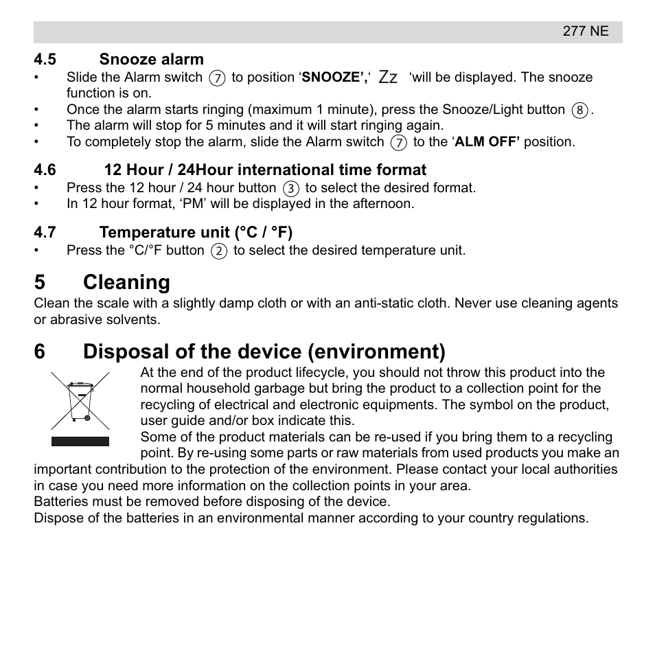 5cleaning, 6disposal of the device (environment) | National Geographic 277 NE User Manual | Page 5 / 64