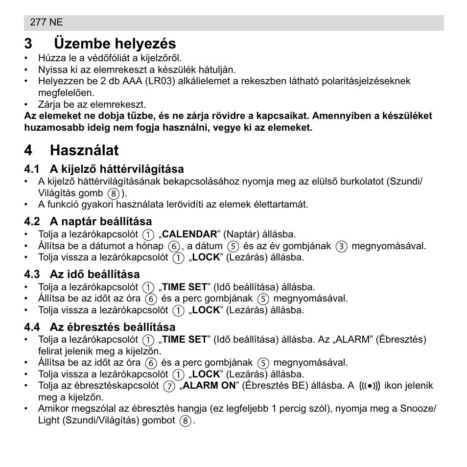 3üzembe helyezés, 4használat | National Geographic 277 NE User Manual | Page 52 / 64