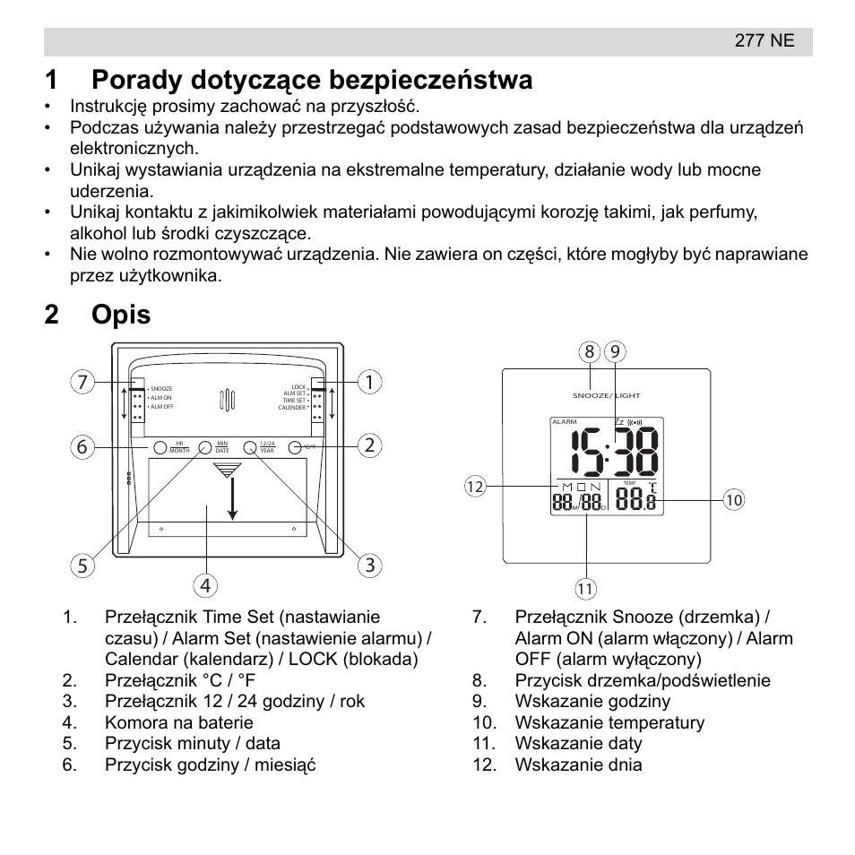 1porady dotyczące bezpieczeĕstwa, 2opis | National Geographic 277 NE User Manual | Page 55 / 64