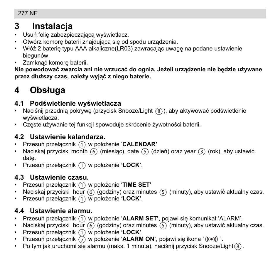 3instalacja, 4obsáuga | National Geographic 277 NE User Manual | Page 56 / 64