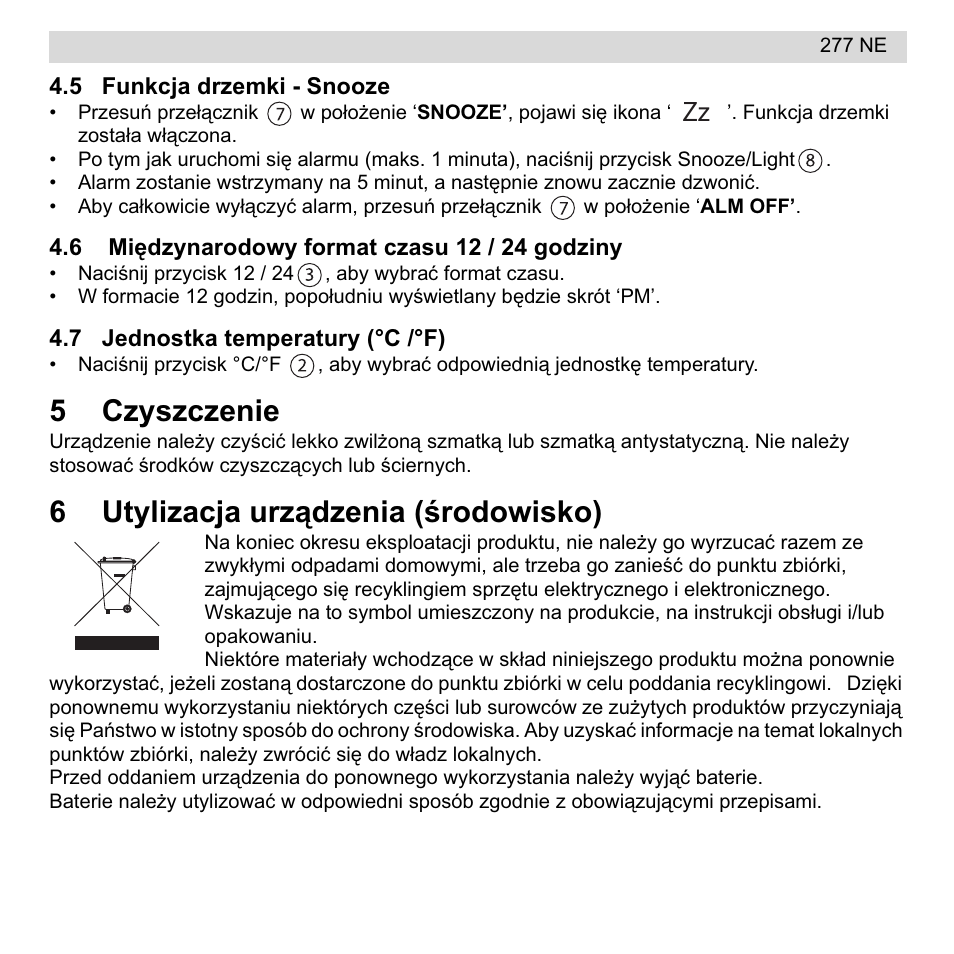 5czyszczenie, 6utylizacja urządzenia (ğrodowisko) | National Geographic 277 NE User Manual | Page 57 / 64