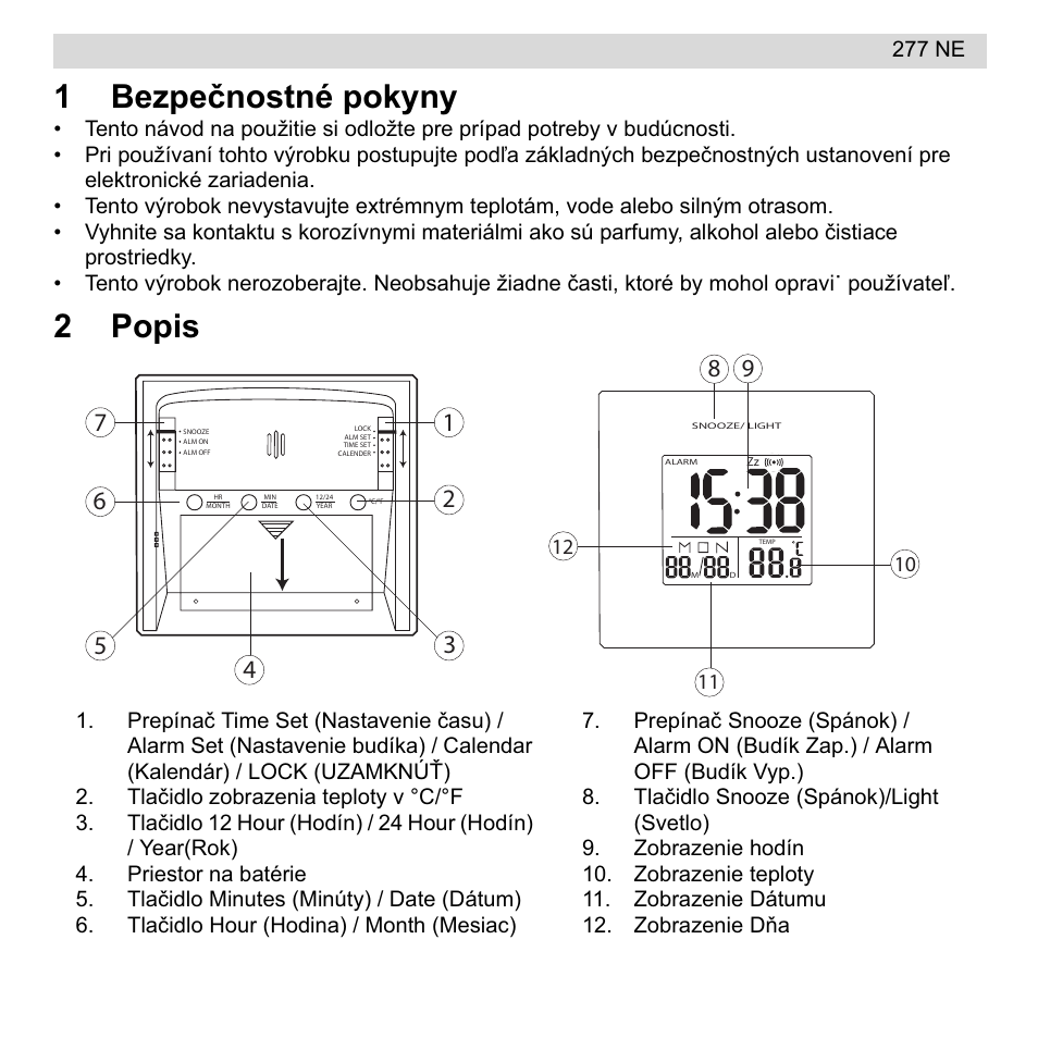1bezpeþnostné pokyny, 2popis | National Geographic 277 NE User Manual | Page 59 / 64