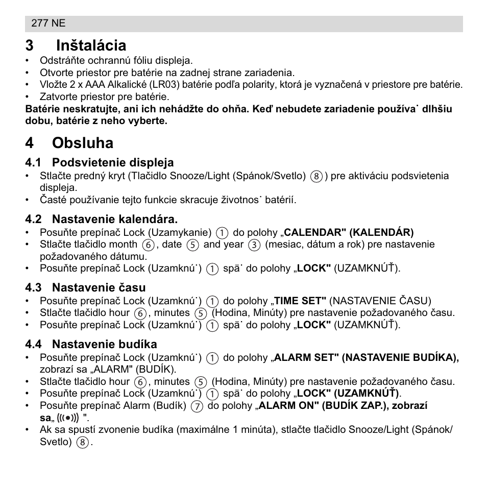 3inštalácia, 4obsluha | National Geographic 277 NE User Manual | Page 60 / 64