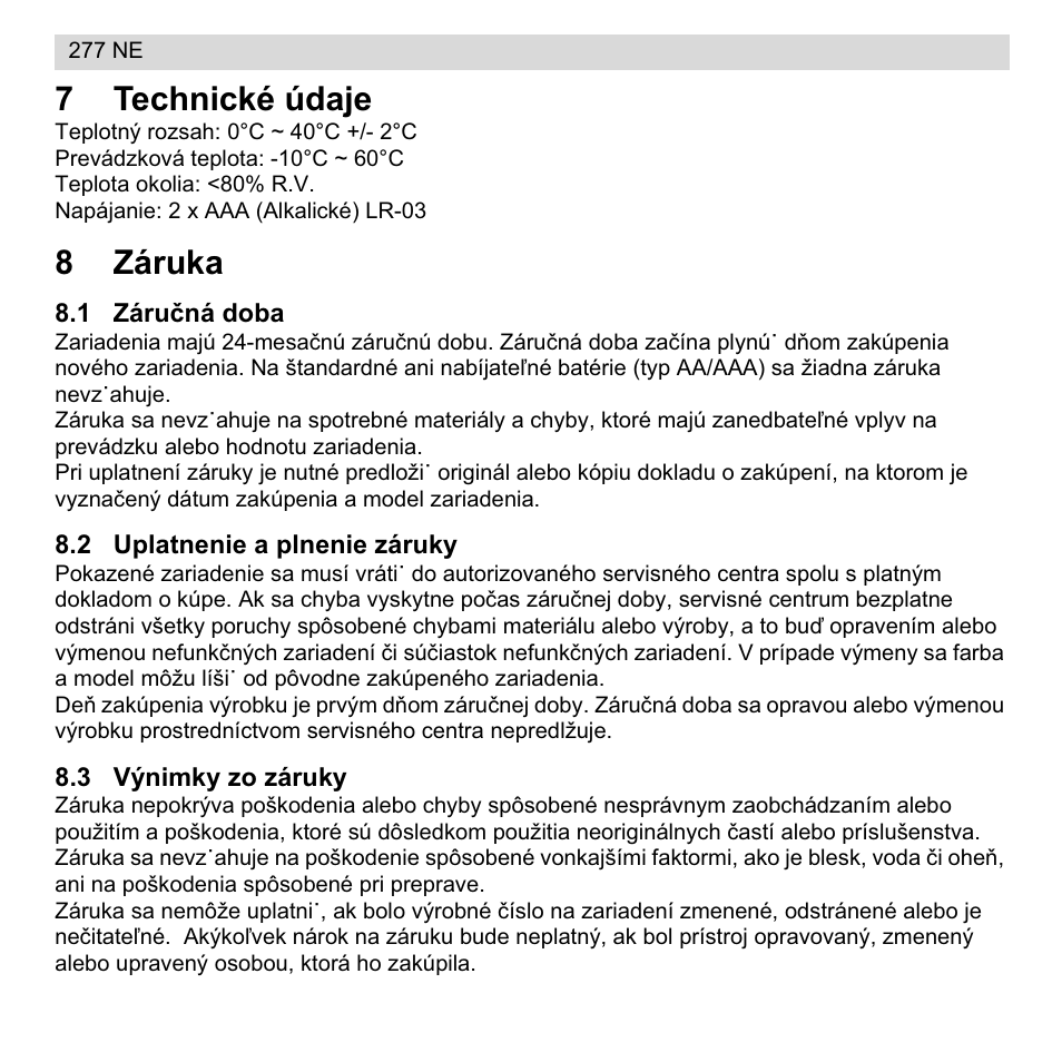 7technické údaje, 8záruka | National Geographic 277 NE User Manual | Page 62 / 64