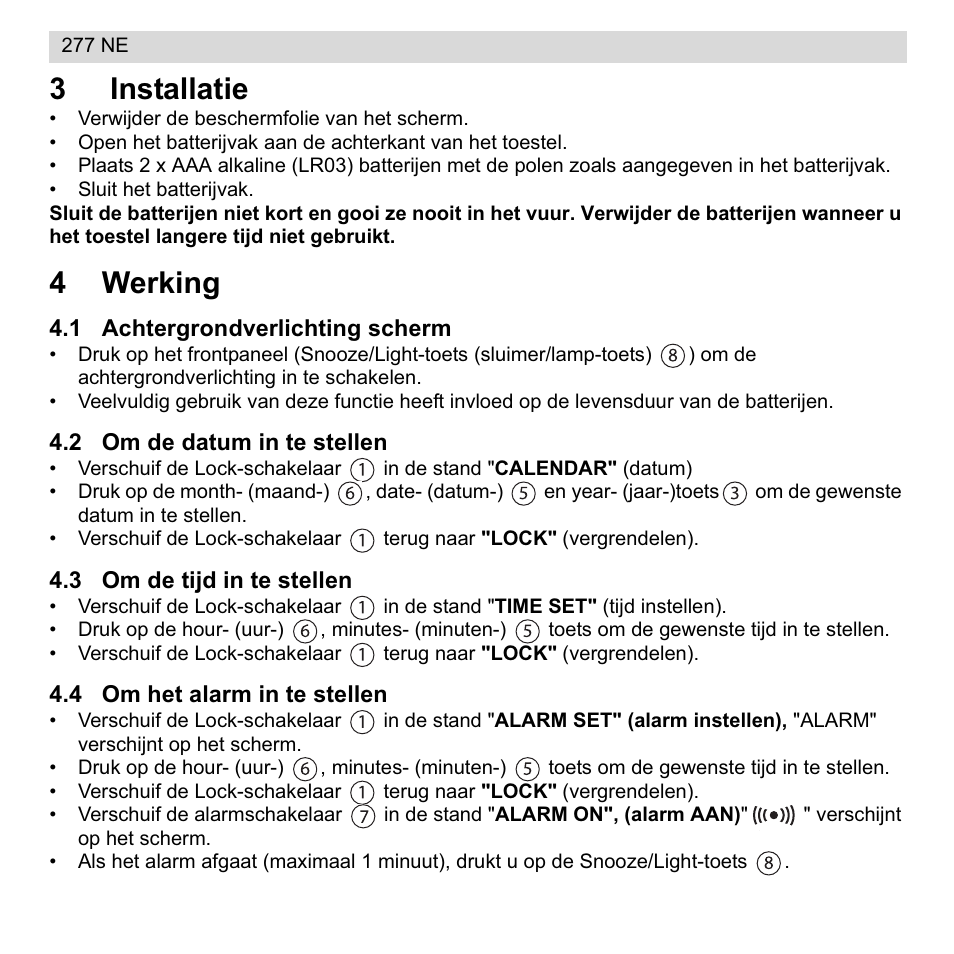 3installatie, 4werking | National Geographic 277 NE User Manual | Page 8 / 64
