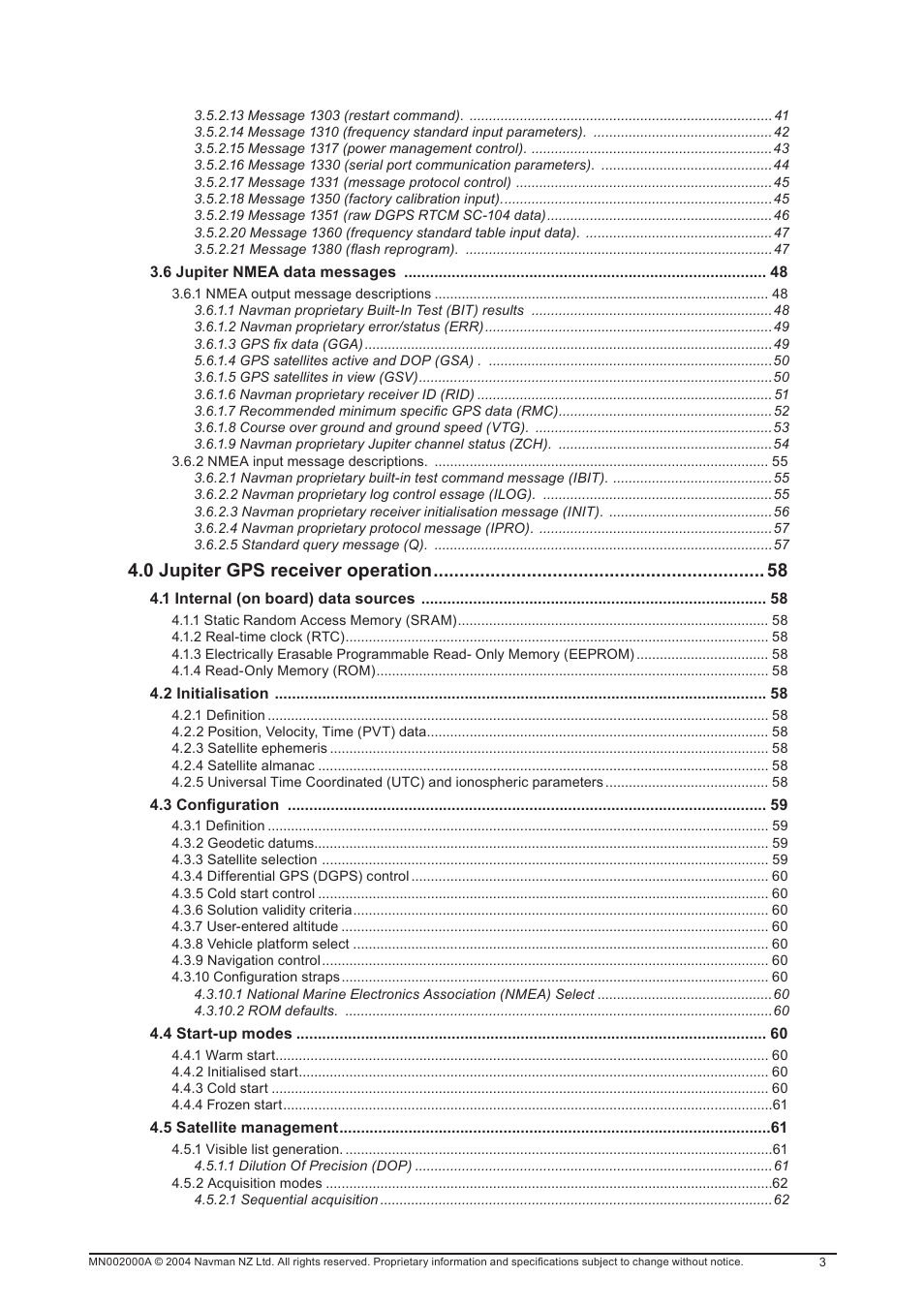 0 jupiter gps receiver operation | Navman 11 User Manual | Page 3 / 90