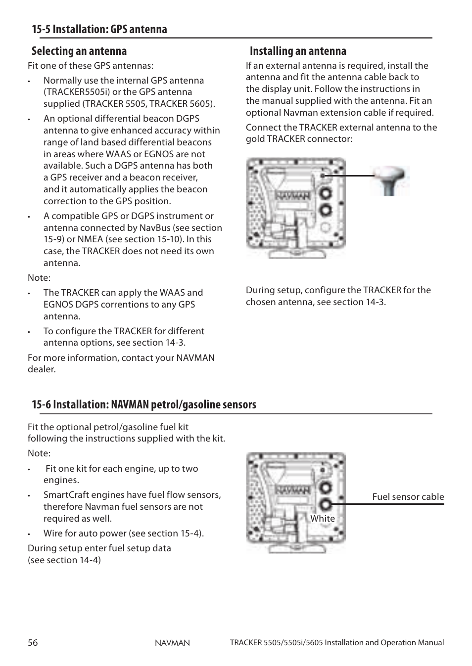 Selecting an antenna, Installing an antenna | Navman 5505 User Manual | Page 56 / 68