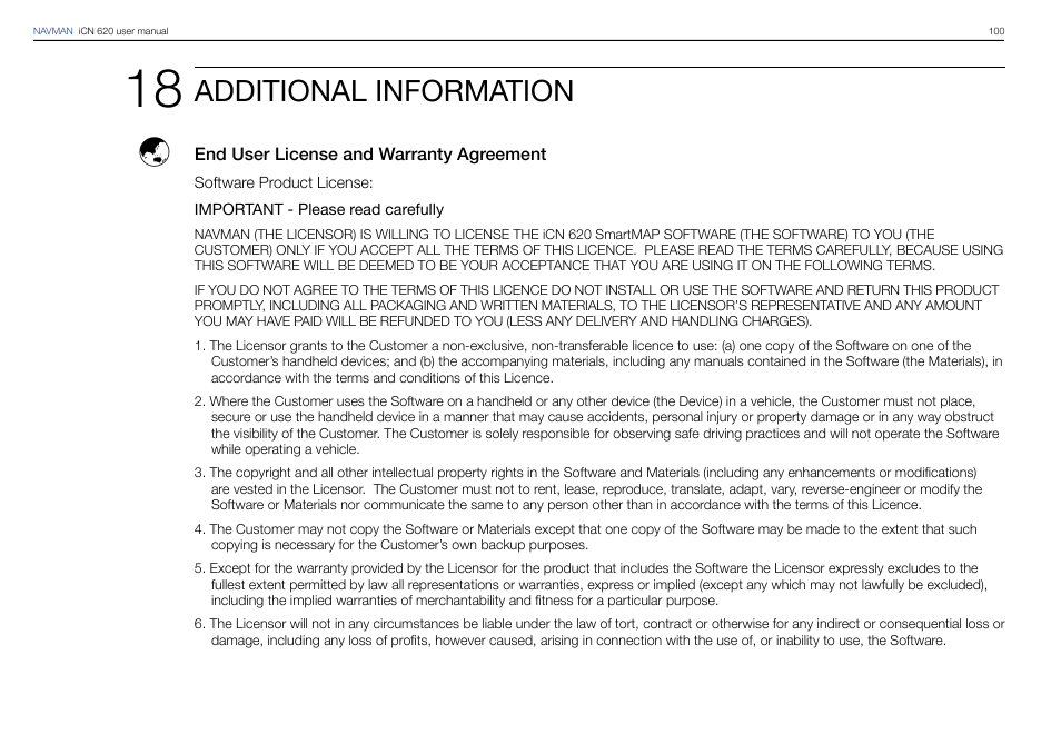 Additional information | Navman iCN 620 User Manual | Page 100 / 106