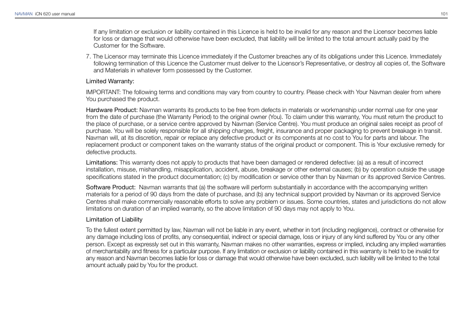 Navman iCN 620 User Manual | Page 101 / 106