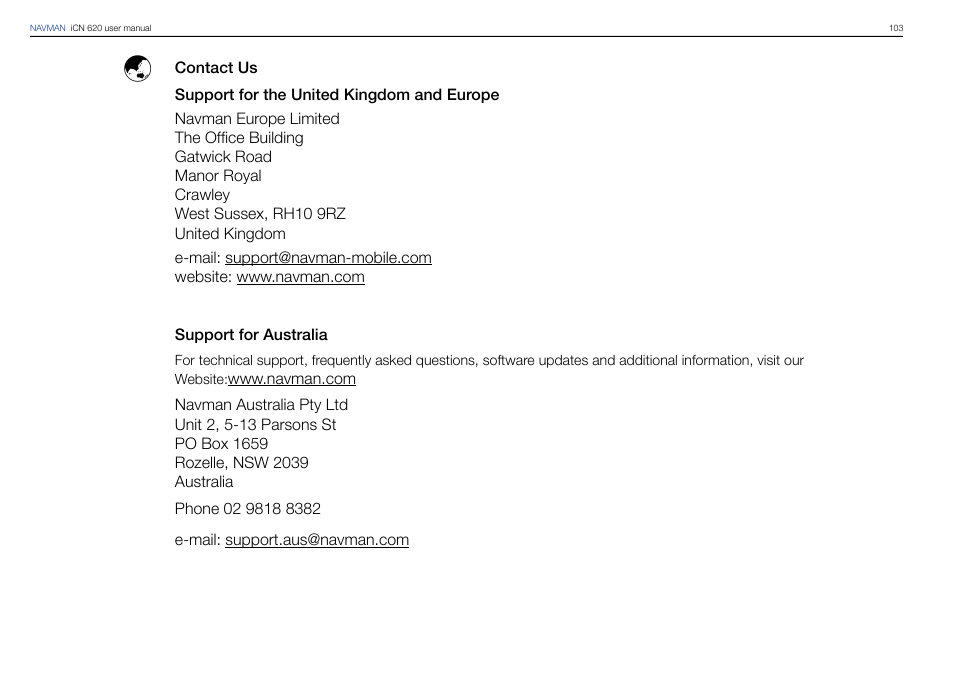 Navman iCN 620 User Manual | Page 103 / 106