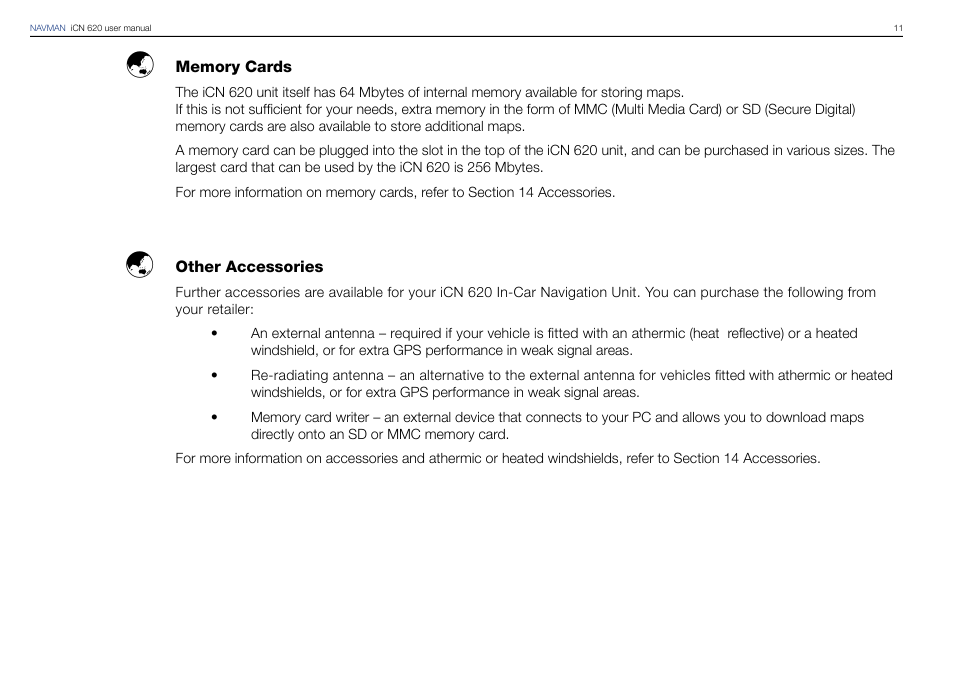 Navman iCN 620 User Manual | Page 11 / 106