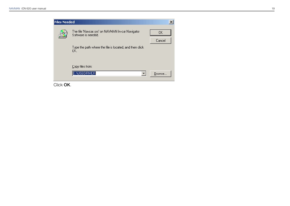 Click ok | Navman iCN 620 User Manual | Page 19 / 106