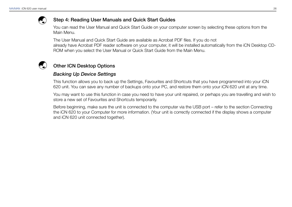 Navman iCN 620 User Manual | Page 26 / 106