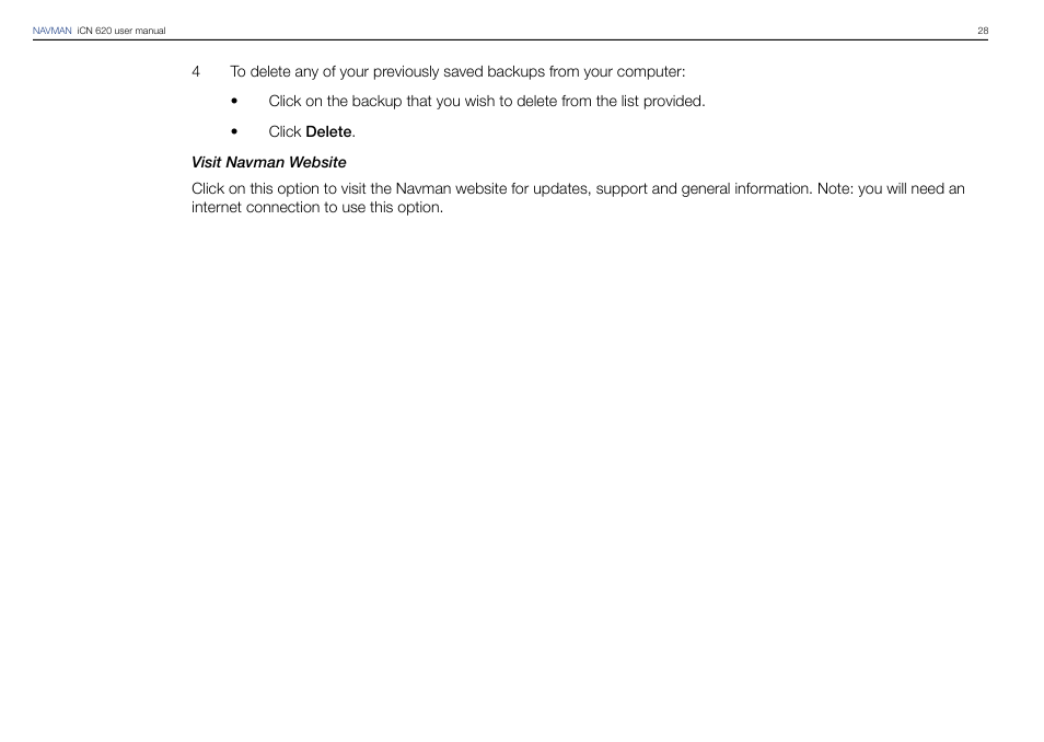 Navman iCN 620 User Manual | Page 28 / 106