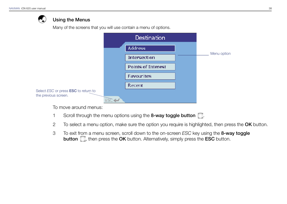 Navman iCN 620 User Manual | Page 38 / 106