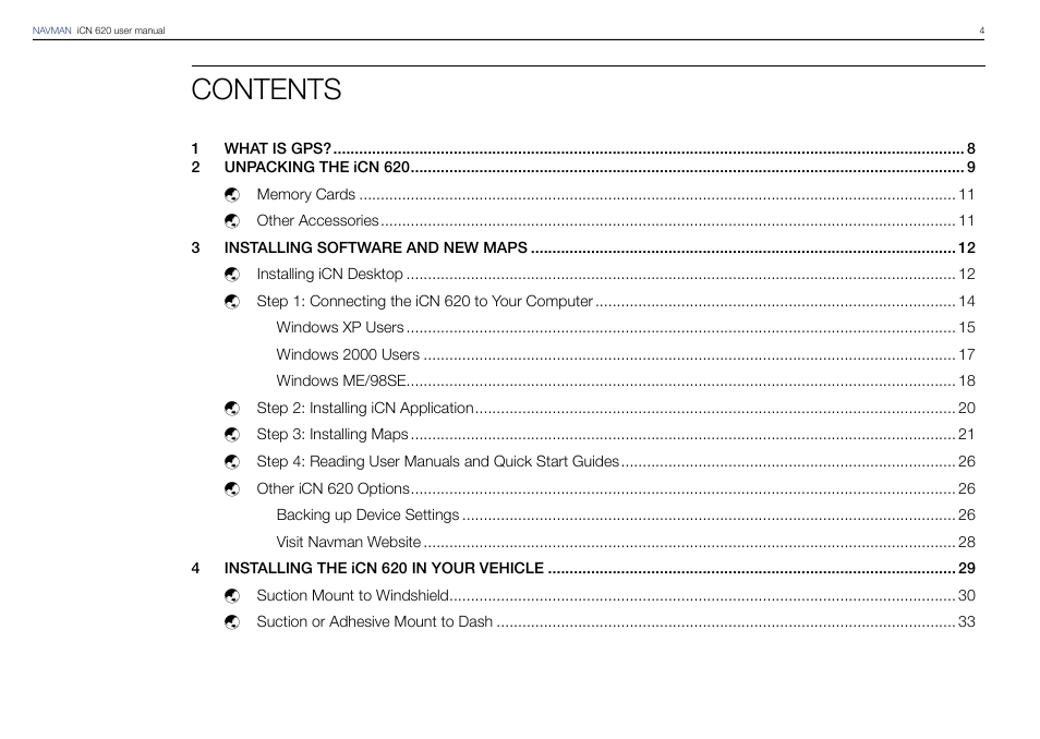 Navman iCN 620 User Manual | Page 4 / 106