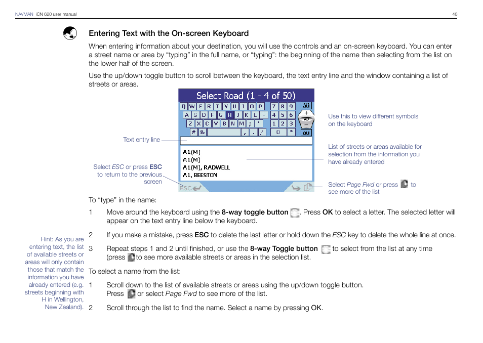 Navman iCN 620 User Manual | Page 40 / 106