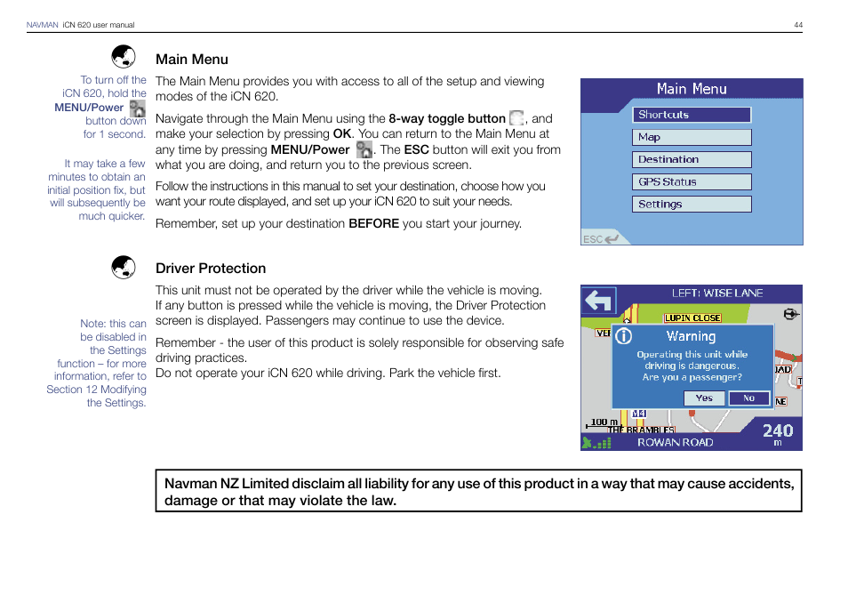 Navman iCN 620 User Manual | Page 44 / 106