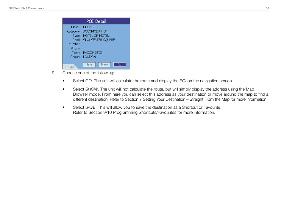 Navman iCN 620 User Manual | Page 56 / 106