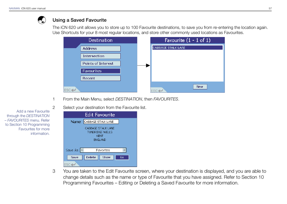 Navman iCN 620 User Manual | Page 57 / 106