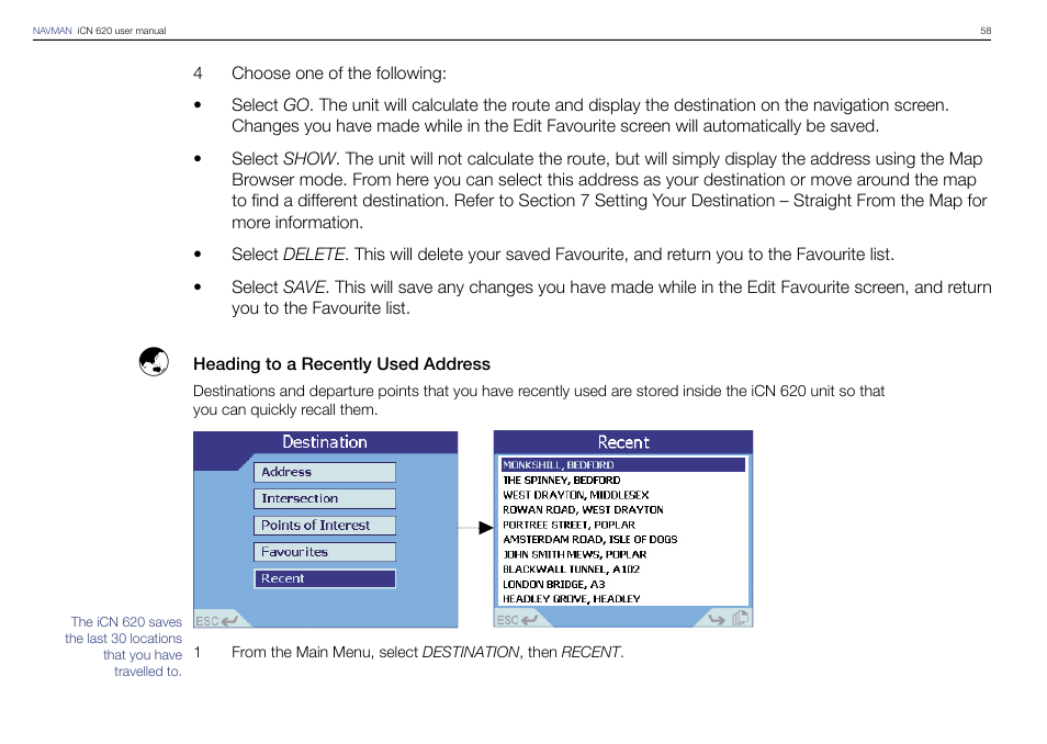 Navman iCN 620 User Manual | Page 58 / 106