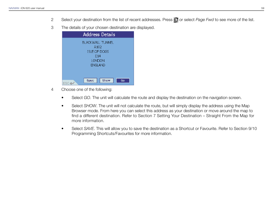 Navman iCN 620 User Manual | Page 59 / 106