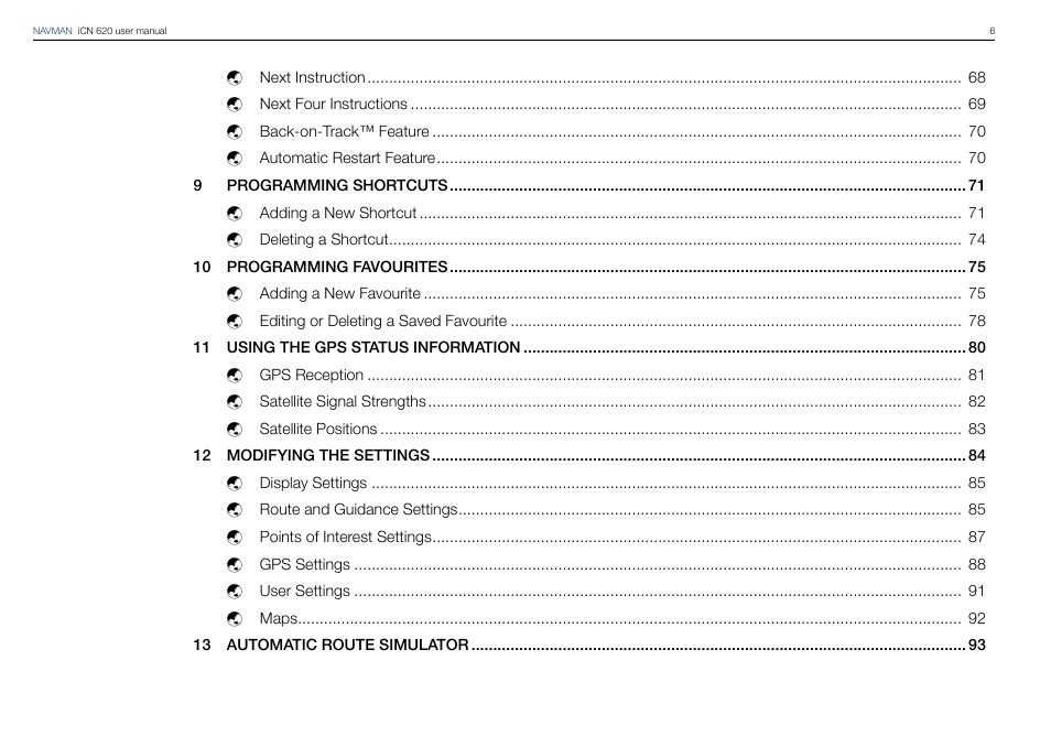 Navman iCN 620 User Manual | Page 6 / 106