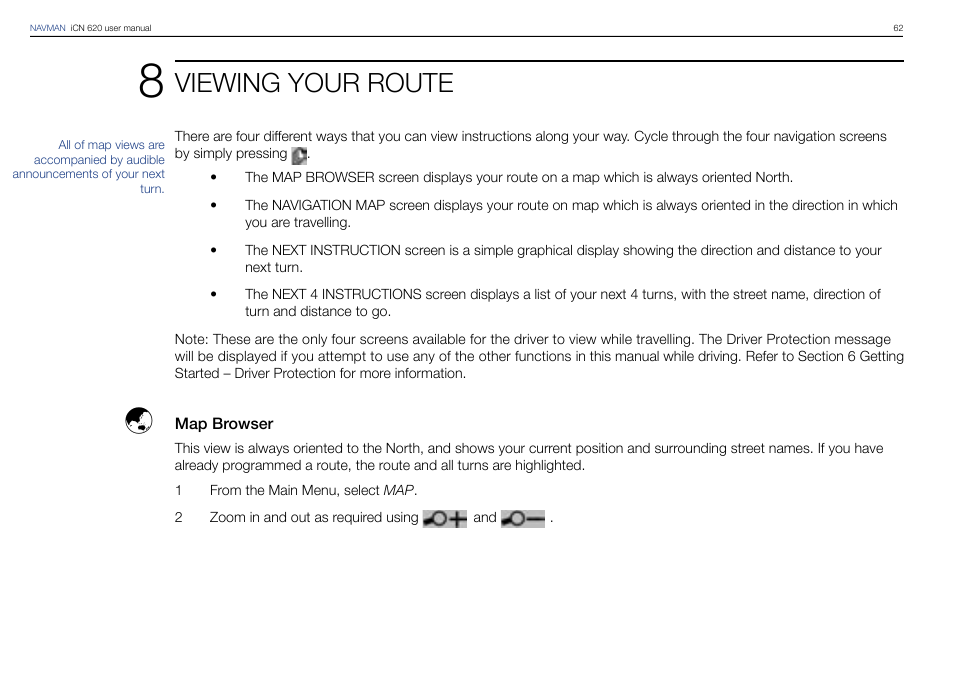 Viewing your route | Navman iCN 620 User Manual | Page 62 / 106