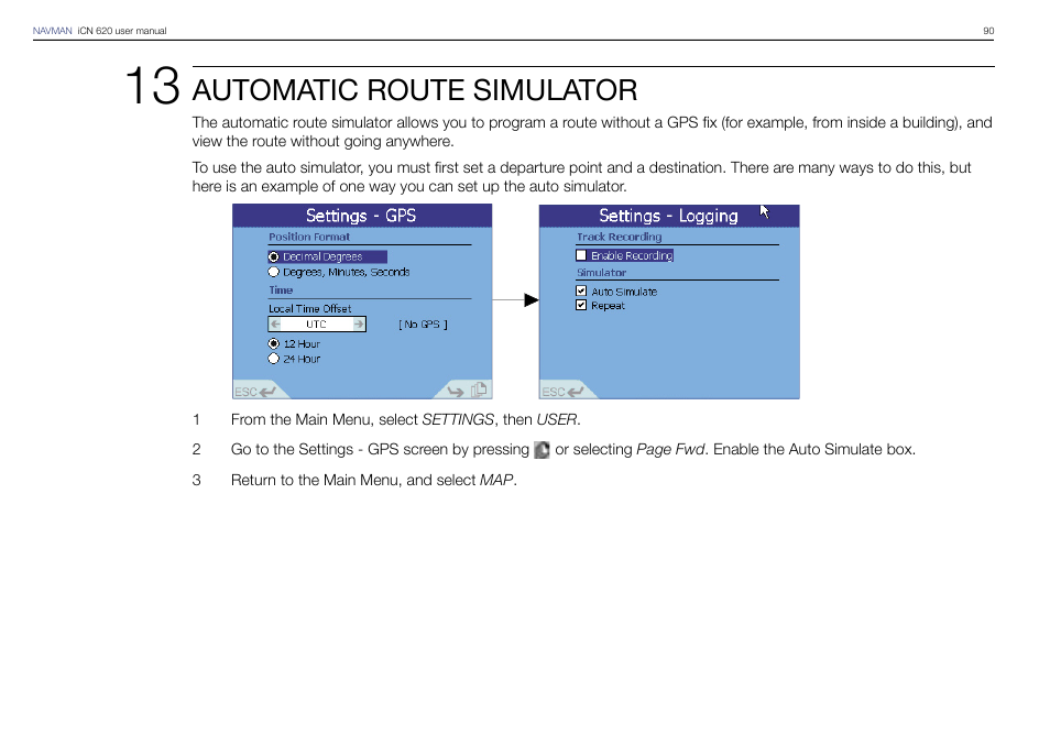 Automatic route simulator | Navman iCN 620 User Manual | Page 90 / 106